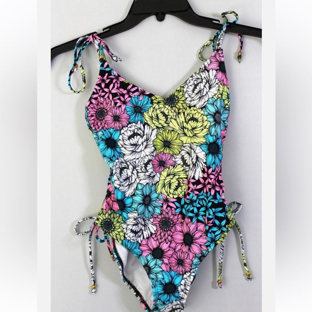Salt + Cove Multicolor Floral Kids Swim One Piece - Picture 2 of 5